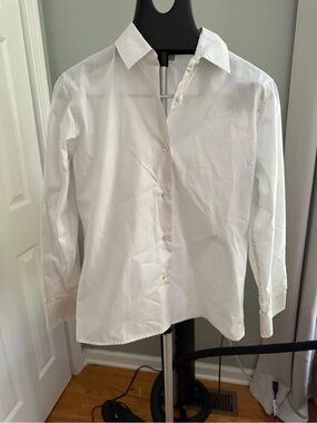 Zanella Italy White Button Front Blouse Womens US 6 Workwear Career Shirt